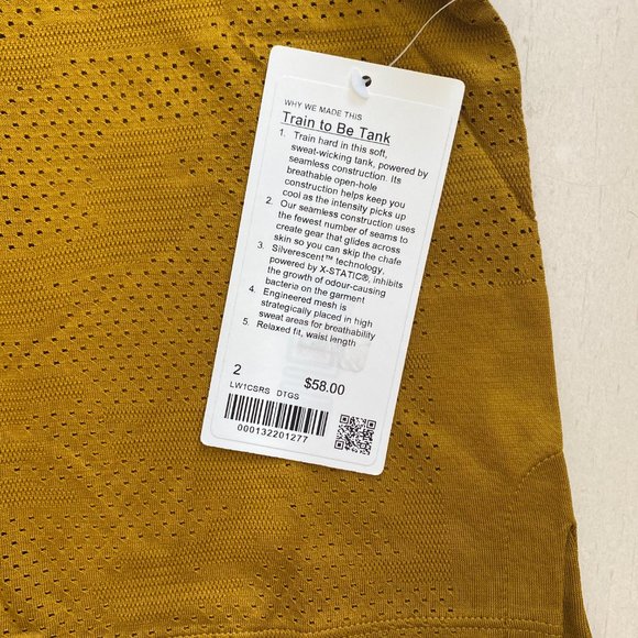 NWT Lululemon Train to Be Tank Top in MUSTARD - Picture 7 of 9